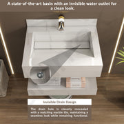 Plantex Slab Tile Vanity/Floating Vanity with Washbasin for Bathroom/Wall Mount Cabinet with Basin - (24 x 18 inch, ED-07 - Marble Finish)