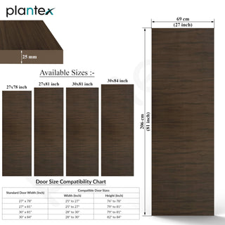 Plantex WPC Doors for Bathroom (25 mm - Thickness)/Waterproof Bathroom Door/2.25x6.75 Feet Wooden Finished Door for Home/Balcony/Office/Kitchen, Density-600 (27x81 inch,20 kg- Charcoal Oak)
