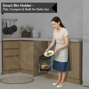Plantex High Grade Stainless Steel Open-Top Bin Holder/Dust Bin Holder/Modular Kitchen Fixture (Dia 10 Inches-Sliver)