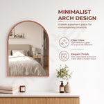 Plantex Aluminium Frame Mirror for Bathroom/Wall Mount Half-Capsule Mirror for Bedroom/Dressing Room/Living Room/Entryway - (Rose Gold, 18x24 Inch)
