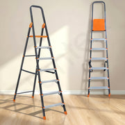 Plantex Allsafe Aluminium Step Ladder for Home/7 Step Anti Skid Ladder/Wide Step Ladder (Black & Orange))
