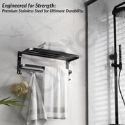 Plantex Towel Rack for Bathroom/Stainless Steel Towel Bar/18 Inch Towel Holder with Towel Rod/Bathroom Accessories - (Black)