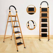 Plantex Premium GI 6-Step Ladder for Home/Foldable Steel Ladder - Wide Anti Skid Step Ladder -All Weather Resistant(Yellow)
