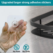 Plantex Self Adhesive Corner Shelf for Bathroom Wall/Aluminium & Stainless Steel Corner Rack/Storage Organizer/Bathroom Accessories Set- Pack of 4 (8 x 8 inch, Black)