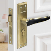 Plantex Heavy-Duty Door Lock Set - Main Door Lock Plate Handle Set/6-Lever Mechanism Mortise Locks with 3 Keys/Brass Locks Body & Cylinder (PTP-09- Brass Antique & Black)