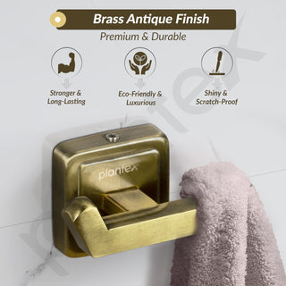 Plantex 304 Grade Stainless Steel Robe Hook/Napkin Hanger/Hook for Hanging Towel in Bathroom/Living Room - Decan (Brass Antique)