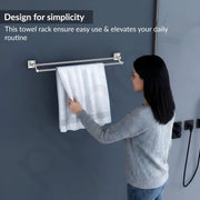 Plantex Stainless Steel Folding Dual Towel Rod/Folding Towel Hanger for Bathroom/Towel Stand/Towel Bar/Bathroom Accessories(24 Inch-Chrome/Silver)