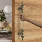 Plantex 18 Inch Main Door Handle/Wooden Pull-Push Handle for Main Door/3 Year Warranty Pack of 1 (S-136-Brass Antique)