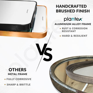 Plantex Aluminium Frame Mirror for Wall/Bathroom Mirror/Wall Mount Mirror for Bedroom/Dressing Room/Living Room/Entryway - Shatterproof Mirror (18x24 Inch-Gold Brushed/Rectangle)