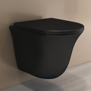Plantex Ceramic Rimless Commode for Toilet/Western Commode/Wall Hung Commode with Soft Closing Toilet Seat - P Trap (Matt Black)