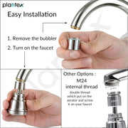 Plantex Pure Brass Tap Extension for Kitchen Sink/3 Anti-Splash Modes/Upto 80% Water Saving/Kitchen Tap Extender/Fits F22 and M24 mm Tap (XL-3012-Chrome)