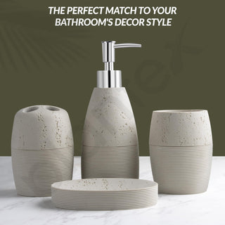 Plantex Polyresin Bathroom Accessories Set Soap Dispenser/Toothbrush Holder/Tumbler Holder/Soap Dish - 4 Piece(901)