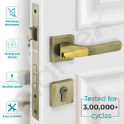 Plantex Triple Security Door Lock for Home/Main Door Lock Set with 3 Years of Warranty/Mortise Lock for Door with Brass Lock Body & Cylinder (7114 - PVD Gold & Brass Antique)