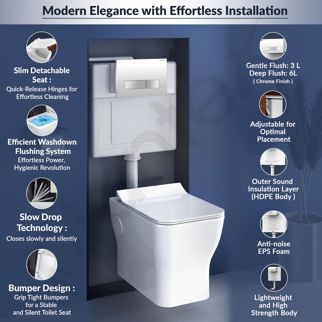 Plantex Ceramic Commode With Conceal Flush Tank/Wall Hung Toilet with ...
