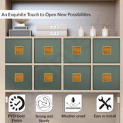 Plantex Knobs for Drawer/Square Drawer Knobs/Knobs for Cabinets/Pull-Push Knobs for Kitchen/Bedroom Drawer - Pack of 4 (Big, Gold & Wood)