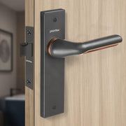 Plantex Heavy Duty Door Lock ÃƒÂ¢Ã¢â€šÂ¬Ã¢â‚¬Å“ Bathroom Door Lock/Mortise 8inch Keyless Plate Handle Set for Home/Bathroom/Store Room/Balcony/Office with Baby Latch (8121, Grey & PVD Choco)