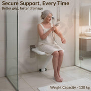 Plantex 304 Grade Stainless Steel and ABS Shower Seat for Bathroom/Shower Chair/Bathroom Chair for Senior Citizen/Foldable Shower Stool for Senior Citizens & Disabled - White