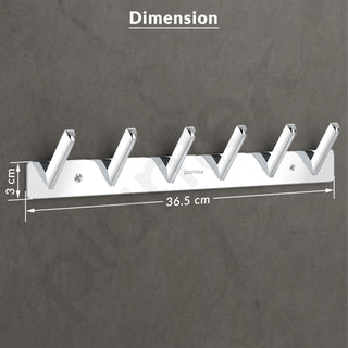 Plantex Wall Hooks for Hanging Cloth/Stainless Steel Towel Hangers/Bathroom Robe Hooks/Door Hangers/Square Wall Hook/Hook Rail for Hanging Keys - 6 Hooks (Pack of 2, Chrome)