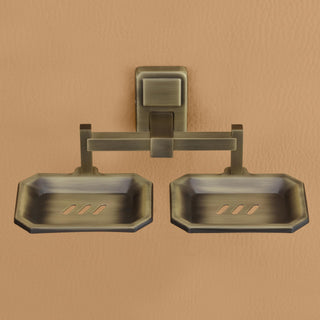 Plantex 304 Grade Stainless Steel Dual Soap Holder for Bathroom/Soap Dish/Bathroom Soap Stand/Bathroom Accessories - Darcy (Antique)