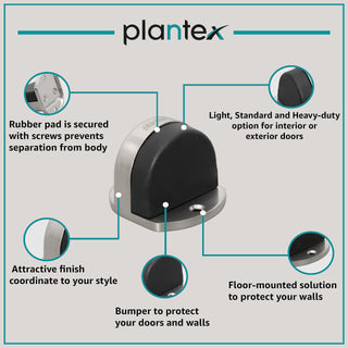 Plantex Premium Floor Mounted Door Buffer/Sound Dampening Rubber Buffer for Bed Room/Living Room/Kitchen/Bathroom Door – Pack of 1 (Satin)