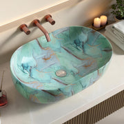 Plantex Tabletop Wash Basin for Bathroom/Designer Hand Wash Sink /Oval Countertop Bathroom Sink/Home/Office (21.5 x 13.5 x 6 Inch)