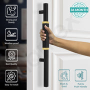 Plantex 20.5 Inch Main Door Handle/Aluminium Door Handle/Pull-Push Door Handle/Door Accessories (Pack of 1, Gold, Black)
