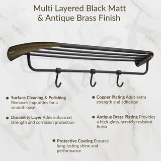 Plantex Smero Pure Brass 24 inch Towel Rack for Bathroom/Towel Stand/Hanger/Towel Holder/Towel Bar/Bathroom Accessories - Contrive (Rich Antique)