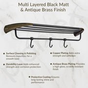 Plantex Smero Pure Brass 24 inch Towel Rack for Bathroom/Towel Stand/Hanger/Towel Holder/Towel Bar/Bathroom Accessories - Contrive (Rich Antique)