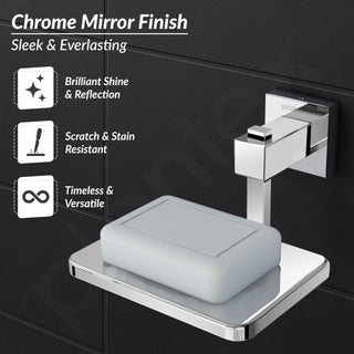 Plantex 304 Grade Stainless Steel/Soap Holder for Bathroom/Soap Holder/Soap Dish/Bathroom Accessories - Splash (Chome)