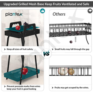 Plantex GI-Steel 2 Tier Shelf/Multipurpose Rack/Storage Rack for Kitchen/Fruit & Vegetable Basket for Kitchen - Pack of 1, (Black)