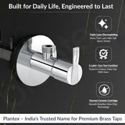 Plantex Pure Brass Angle Valve for Bathroom with Brass Wall Flange and Teflon Tape/Angle Cocke for Bathroom-7 Year Warranty by Plantex [AQ-1405-Mirror Chrome]