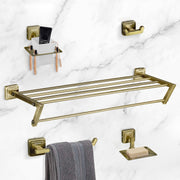 Plantex Decan 304 Grade Stainless Steel Bathroom Accessories Set- Towel Rack/Soap Holder/Robe Hook/Napkin Ring/Tumbler Holder/Bathroom Accessories 5Pcs Combo (Brass Antique)