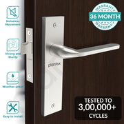Plantex Brass Heavy Duty Door Lock Bathroom Door Lock/Mortise 8Inch Keyless Plate Handle Set For Home/Bathroom/Store Room/Balcony/Office With Baby Latch (8060, Matt), Silver