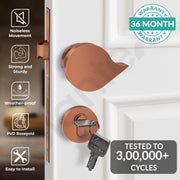 Plantex Heavy Duty Door Lock/Main Door Mortise Lock Handle/Handle Set for Home/Office/Door Accessories (Rose Gold)
