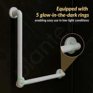 Plantex Stainless Steel Grab Bar/Wall Mounted Safety L Shaped Grab Bar for Bathroom/Grabbars for Toilet Senior Citizens - Pack of 1 (White)
