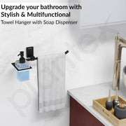Plantex 304 Grade Stainless Steel Liquid Soap Dispenser with Napkin Ring/Shampoo Dispenser/Towel Ring for Bathroom/Bathroom Accessories - Pack of 1 (Crystal, Black)