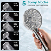 Plantex Hand Shower for Bathroom/5 Mode Multifunctional Shower/5-Inch ABS Plastic Silicone Handheld Shower Head/Easy Mode Switching – (Chrome, APS-8607)