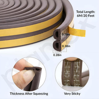 Plantex Window Seal Tape for Perimeter/Door Strip/DIY 3M Self Adhesive/Soundproof & Weatherproof Strip - Pack of 4 (D Shape, 18Feet, Brown)