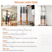 Plantex 23.6 feet (7.2m) Telescopic Ladder/Durable Steps/Collapsible Ladder for Home or Outdoor Work/Aluminium Telescopic Ladder - (Orange)