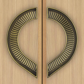 Plantex Heavy Duty Door Handle/Door & Home Decor/8-inches Round Shape Main Door Handle/Door Pull Push Handle Set- Pack of 1 (321-Brass Antique Finish)
