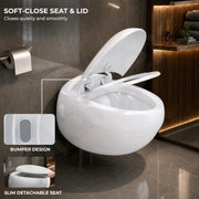 Plantex Ceramic Commode for Toilet/Rim Oval Shape Wall Hung Commode/Washdown Western Toilet with Soft Closing Toilet Seat  (P-Trap, White)