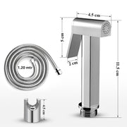 Plantex Pure Brass D-Shape Health Faucet Set/Jet Spray for Toilet with 1.20-Meter Hose Pipe for Toilet & Wall Hook-(Chrome Finish)