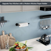 Plantex Stainless Steel Paper Holder/Kitchen Tissue Paper Roll Holder/Wall Mount Towel Stand/Kitchen Accessories - Pack of 1 (Black)