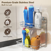 Plantex Self Adhesive Stainless Steel Bathroom Detergent Holder/Bathroom Storage Rack/Shelf/Under The Sink Detergent Holder (Small,Chrome)