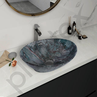 Plantex Ceramic Basin for Bathroom/Table Top Ceramic Basin/Washbasin for Bathroom - (BOAT-NS-553-Marble Finish, 16 x 13 x 5.5 Inch)