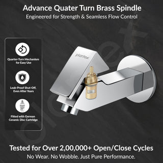 Plantex Pure Brass PRI-302 Bib Cock Tap for Bathroom with Water Saving Aerator/Basin Tap for Bathroom with Brass Wall Flange and Teflon Tape- 7 Year Warranty (Long Body-Chrome)