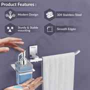 Plantex 304 Grade Stainless Steel Liquid Soap Dispenser/Shampoo Dispenser/Napkin Ring/Towel Holder for Bathroom/Bathroom Accessories - Crystal (1420-Chrome)