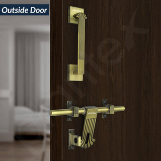 Plantex Stainless Steel Door Kit for Single Door/Door Accessories (10-inch Al-Drop,8-inch Latch,2 Handles of 8 and 7 Inch,7-inch Tower Bolt and 4-inch Door Stopper- (Brass Antique)