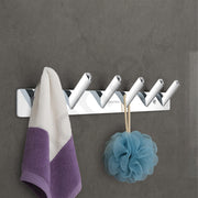 Plantex Wall Hooks for Hanging Cloth/Stainless Steel Towel Hangers/Bathroom Robe Hooks/Door Hangers/Square Wall Hook/Hook Rail for Hanging Keys - 6 Hooks (Pack of 1, Chrome)