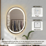 Plantex LED Bathroom Mirror with 3 Tone/Designer Mirror for Living Room/Bedroom/Dressing Room - Capsule Shape (HM-002, 18 X 24 Inch)
